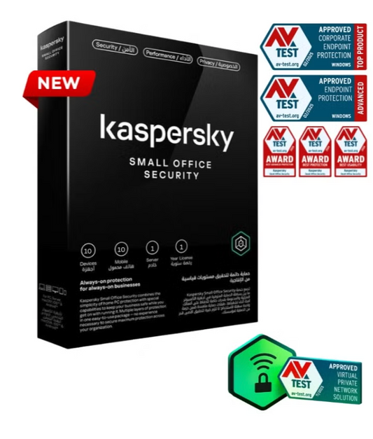 Kaspersky Small Office Security | 10 Devices, 10 Mobile, 1 Server For 1 Year License | KL4541I5KFS